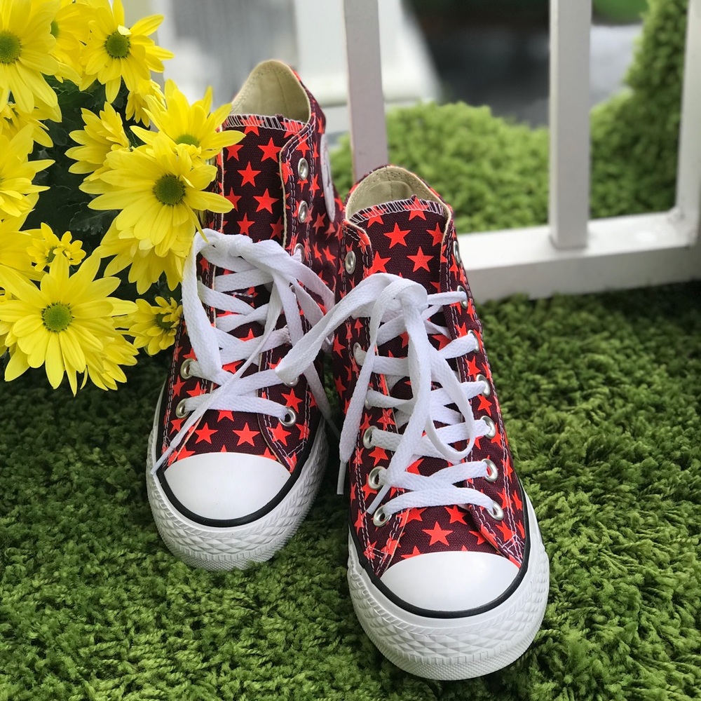 Converse Ctas HI Star Repeat Burgundy W AUTHENTIC - Picture 2 of 6